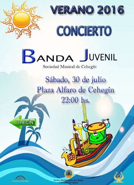 La Banda Juvenil de la Sociedad Musical de Cehegín ofrecerá, este próximo sábado, un concierto en la Plaza Alfaro
