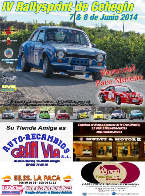 El paraje de Burete acogerá el IV Rally Sprint Ciudad de Cehegín los días 7 y 8 de junio