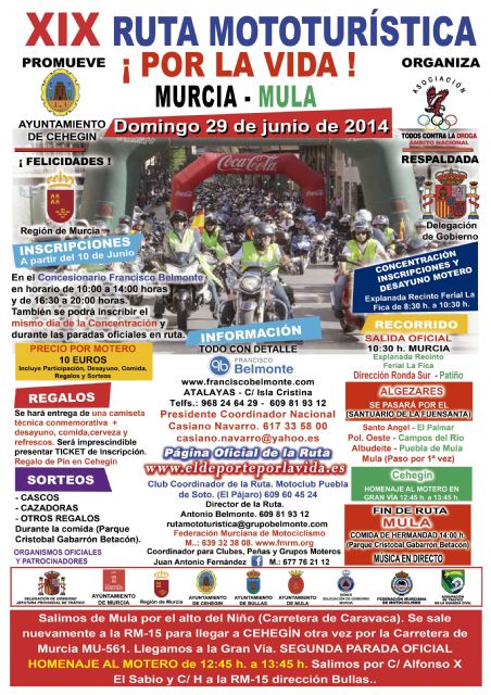 La XIX Ruta Mototurística ¡Por la vida! se celebrará el 29 de junio tras ser suspendida por la lluvia el día 1