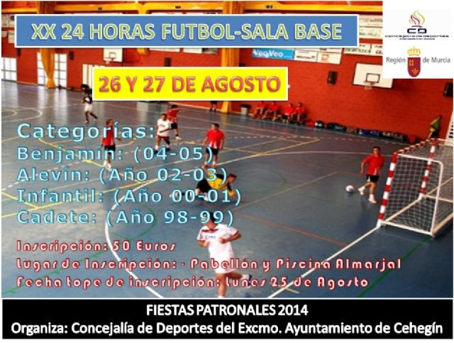 Las XX 24 Horas de Fútbol Sala Base se disputarán los días 26 y 27 de agosto