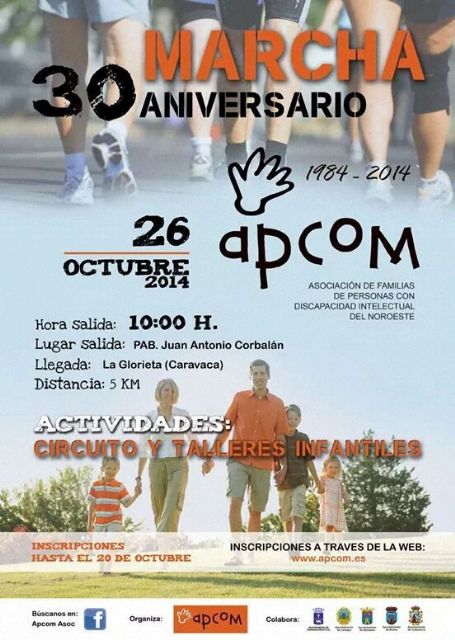 Cehegín se suma a la marcha del XXX aniversario de la Asociación APCOM