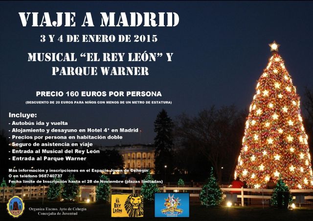 Juventud organiza un tercer viaje a Madrid para ver el musical 'El Rey León' los días 3 y 4 de enero