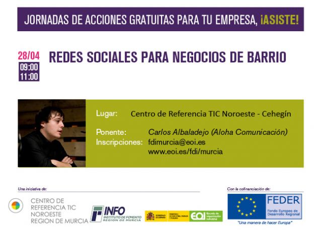 Cehegín acogerá una jornada sobre la aplicación de redes sociales en tiendas y pequeñas empresas