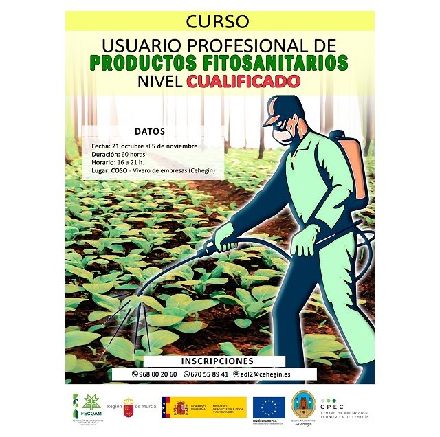 Ofertado el curso “Usuario Profesional de Productos Fitosanitarios” Nivel Cualificado