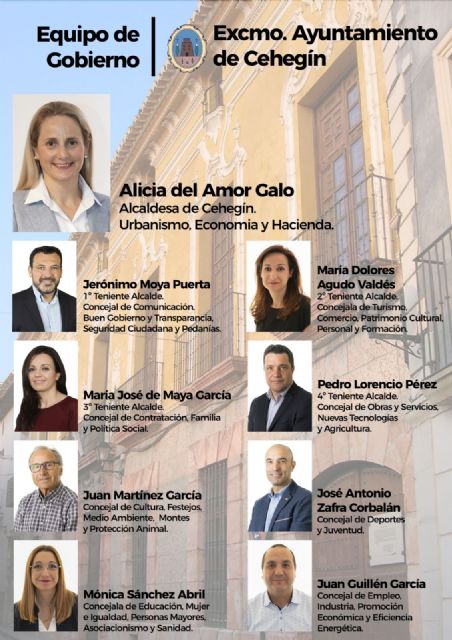 La alcaldesa de Cehegín, Alicia del Amor, da a conocer la distribución de concejalías