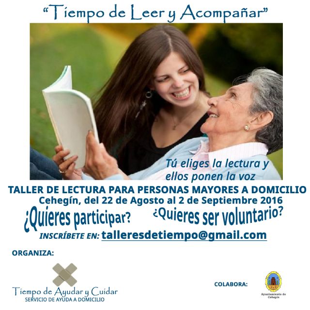 Las Concejalías de Cultura y Servicios Sociales colaboran en el proyecto 'Tiempo de leer y acompañar'