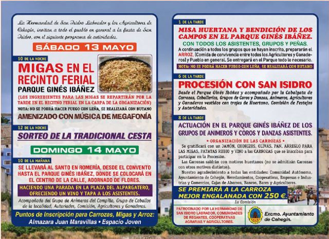 La huerta de Cehegín protagonizará el fin de semana con las fiestas de San Isidro Labrador 2017