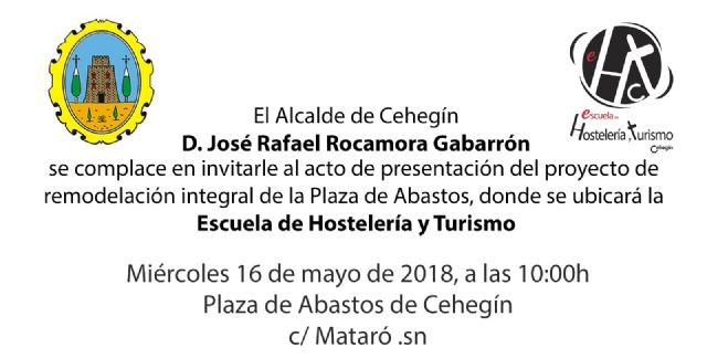 El Alcalde de Cehegín presentará mañana miércoles el proyecto de remodelación de la Plaza de Abastos