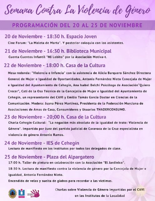 Organizados varios actos para conmemorar el 'Día internacional para la eliminación de la violencia contra la mujer' 2017