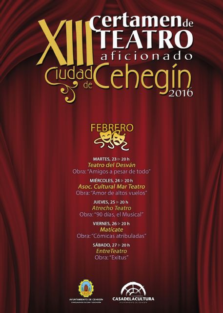 El XIII Certamen de Teatro Aficionado ´Ciudad de Cehegín´ comienza el lunes con la obra ´Amigos a pesar de todo´