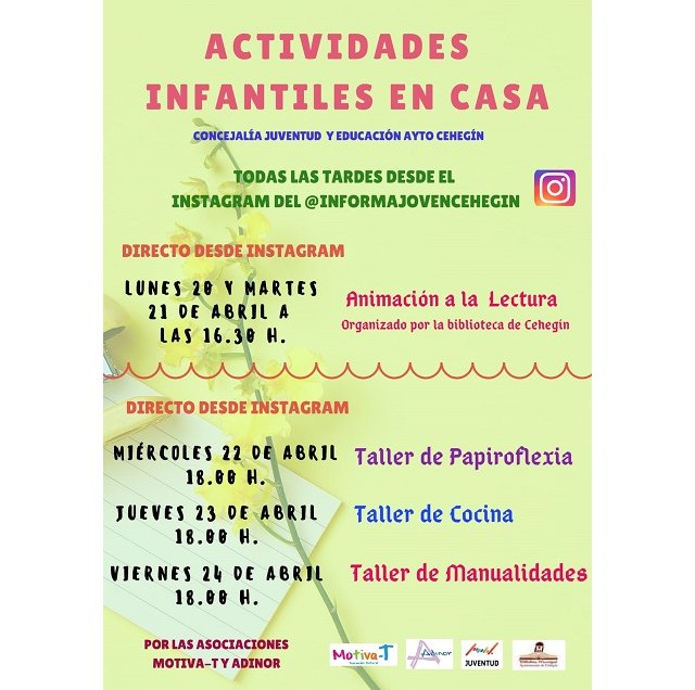 Actividades Infantiles del 20 a 24 de abril en Cehegín