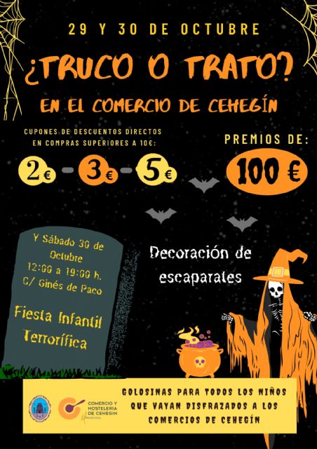 La campaña 'Truco o trato' del comercio ceheginero repartirá más de 3.000 euros en descuentos por compras superiores a 10 euros