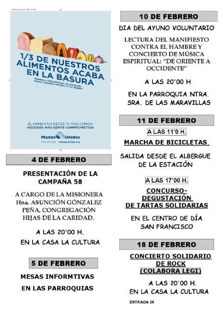 Manos Unidas inicia el próximo 4 de febrero su campaña anual contra el hambre