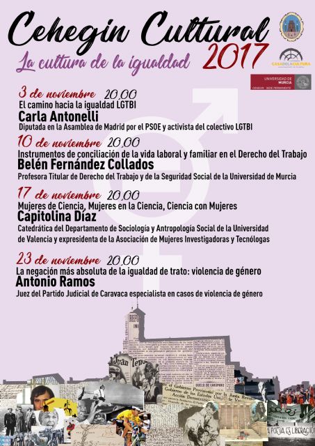 Se presenta el ciclo de conferencias 'Cehegín Cultural', dedicado en esta edición a 'La Cultura de la Igualdad'