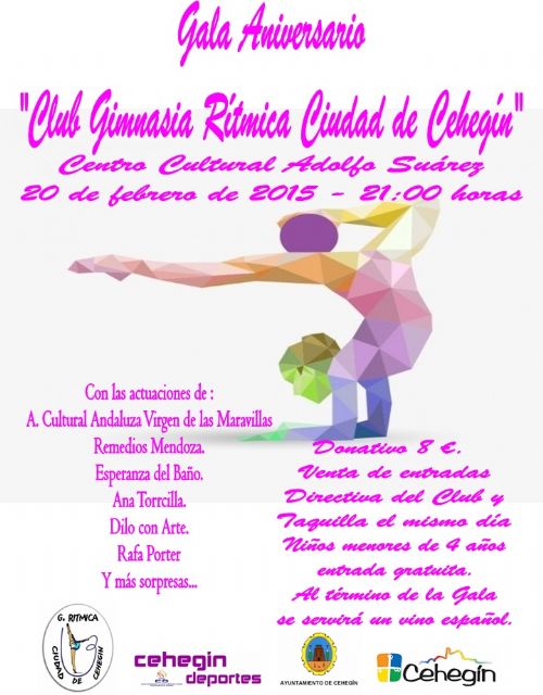 El Club de Gimnasia Rítmica 'Ciudad de Cehegín' celebra una gala el 20 de febrero