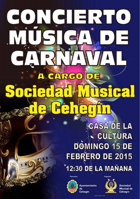 La Sociedad Musical de Cehegín ofrece este domingo un concierto extraordinario de Carnaval