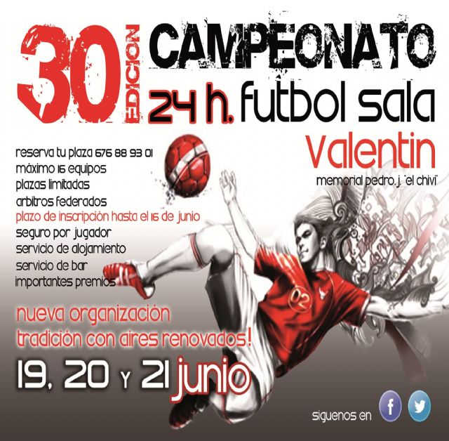 Valentín celebrará las XXX 24 Horas de Fútbol Sala del 19 al 21 de junio