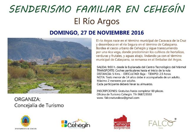El Río Árgos, destino este mes de noviembre de las rutas de 'Senderismo Familiar'