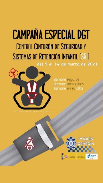 La Policía Local de Cehegín se suma a la campaña de la DGT para fomentar el uso del cinturón de seguridad y los sistemas de retención infantil