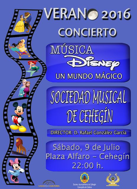 La Sociedad Musical de Cehegín ofrecerá un concierto sobre la música de Disney