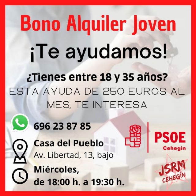 El PSOE de Cehegín establece un servicio de información y ayuda sobre el bono alquiler joven