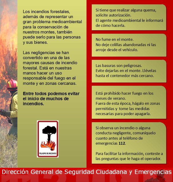 La Concejalía  de Montes informa de la prohibición de encender fuegos en el monte y quemas agrícolas