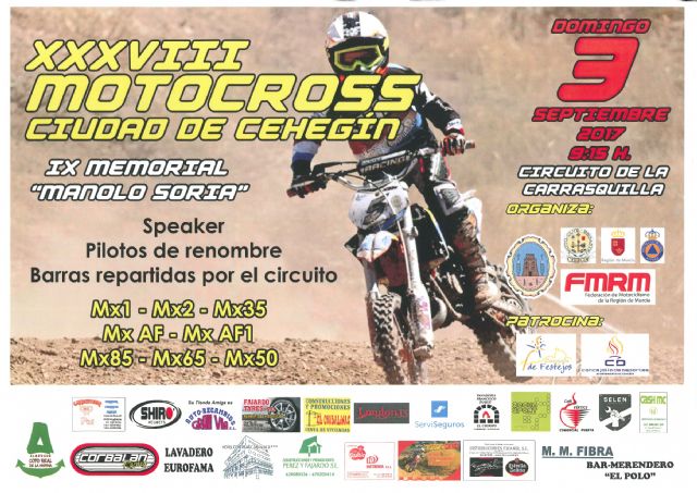 El circuito de La Carrasquilla  acogerá el domingo, 3 de septiembre, el Motocross 'Ciudad de Cehegín'