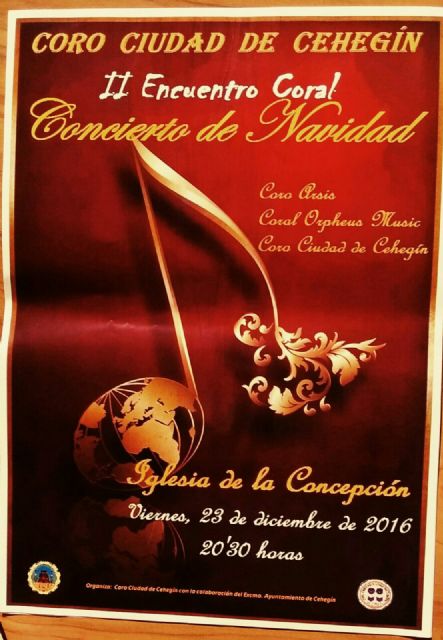 El II Encuentro Coral de Villancicos llega a Cehegín el próximo viernes, 23 de diciembre, en la Ermita de la Concepción