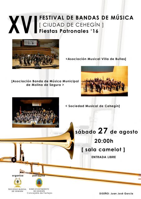 El XVI Festival de Bandas de Música 'Ciudad de Cehegín', se celebra el próximo sábado