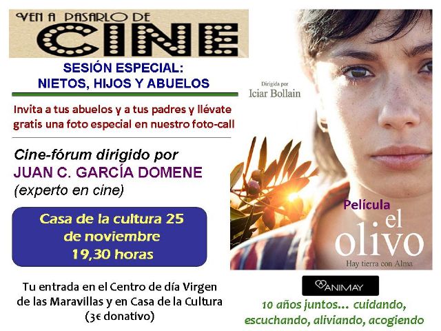 La asociación ANIMAY  proyectará la película 'El olivo' este viernes en la Casa de la Cultura