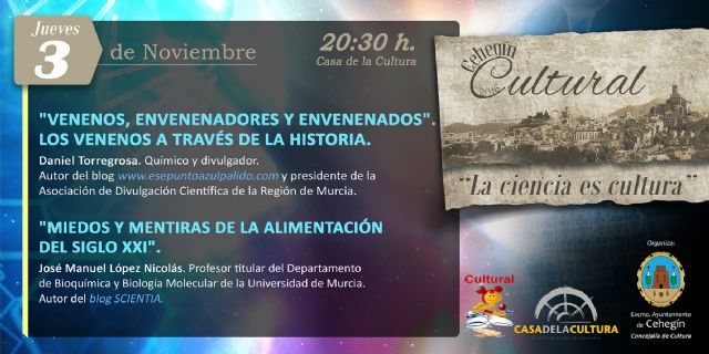 Este jueves, día 3 de noviembre, comienza el ciclo de conferencias 'Cehegín Cultural', dedicado en esta edición a la ciencia